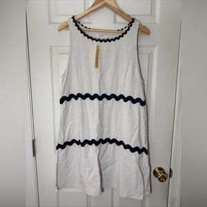 NWT Women's Lenin Blend Dress Size Large Cream & Black Sleeveless Machine Washab